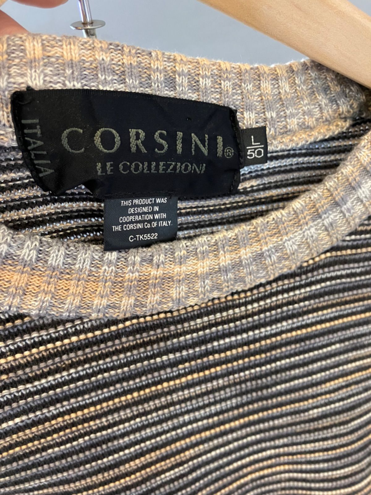 00s CORSINI コルシーニ 3Dニット コットン セーター 立体編み グレー