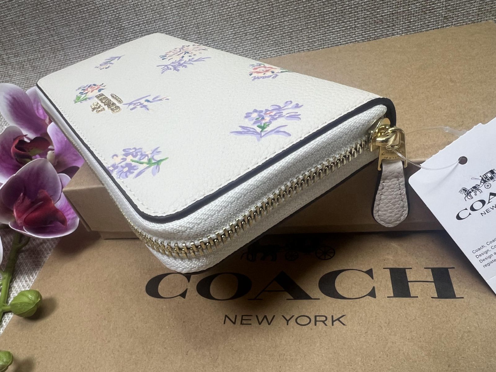 COACH 財布 コーチ 長財布 フラワー ホワイト ロング ジップ