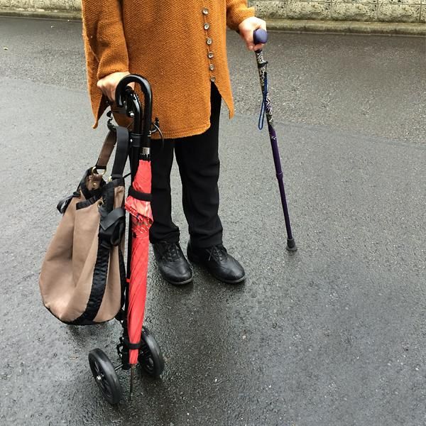 車輪付きステッキ 手すり 軽量 折りたたみ 折畳み 折り畳み ステッキ 杖 タイヤ付き 車輪 敬老の日 介護用品 歩行サポート lic-fjh-0002