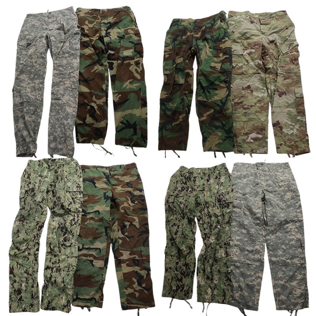 古着卸 まとめ売り 米軍実物 フィールドパンツ カモ柄MIX ミリタリー 8枚セット (メンズ L ) ウッドランド デジカモ NWU マルチカム MW0206