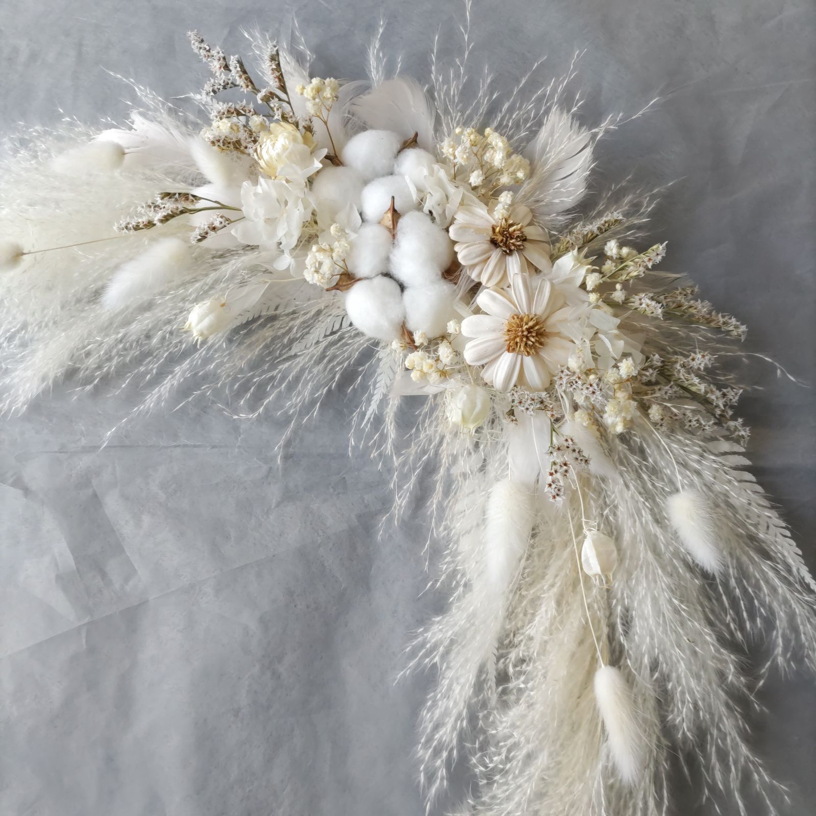 横長スワッグ　ベビーホワイト系　ニューボーン　バースデー　インテリア　家族写真