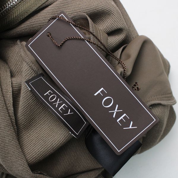 【新品】フォクシー　ガーデニア　ワンピース　モカ　刺繍　リネン カットワーク FOXEY フォクシー ワンピース モカ 38 新品】フォクシー