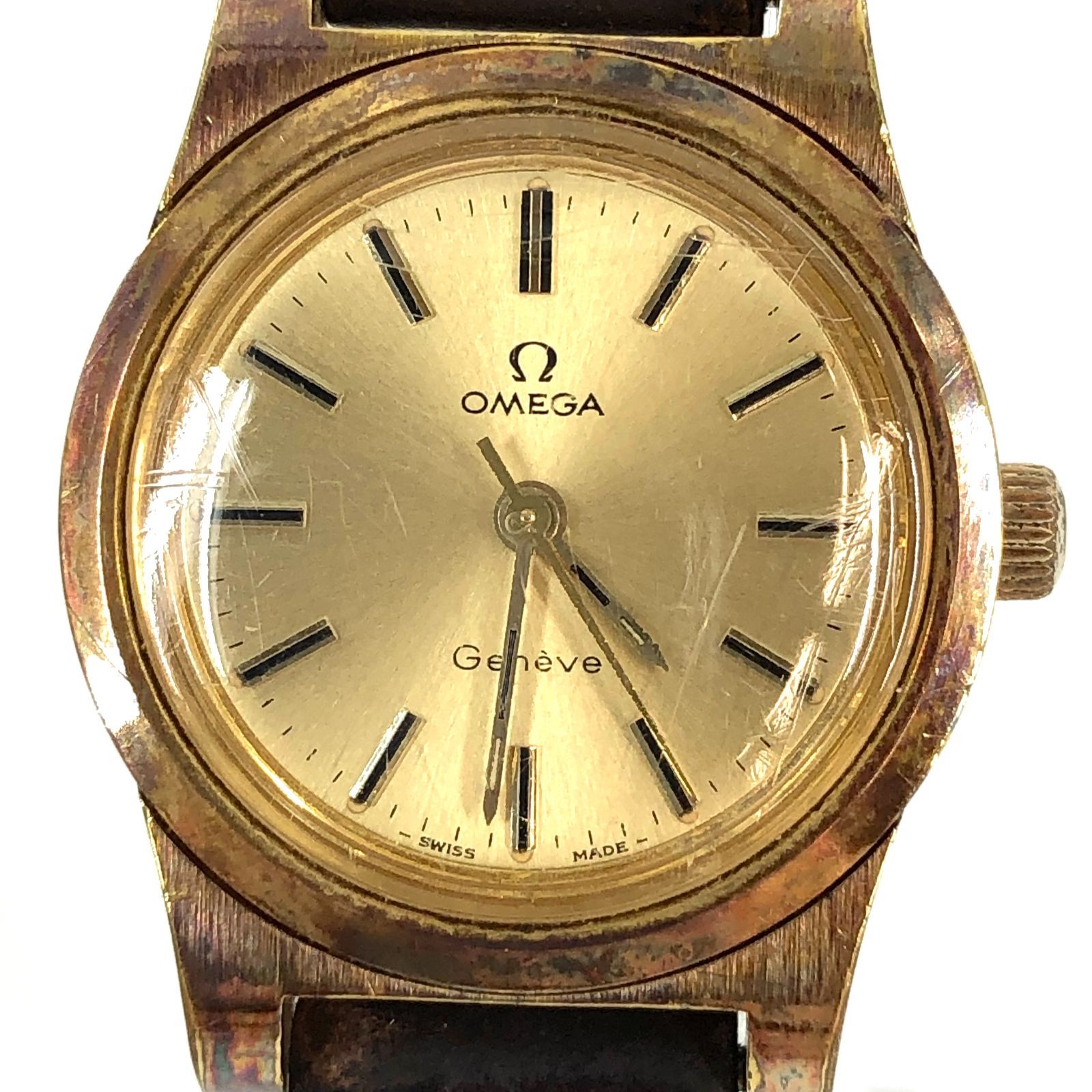 【箱付稼働良品】オメガ　OMEGA　Geneve　ジュネーブ　レディース　3針デイト　自動巻⑦ 稼働 OMEGA オメガ Geneve ジュネーブ レディース