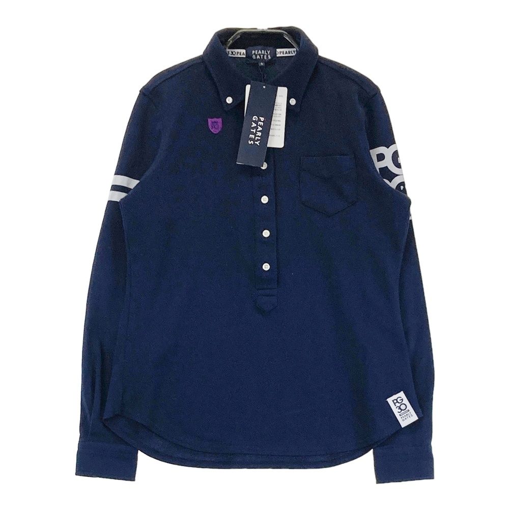 サイズ 0 PEARLY GATES パーリーゲイツ 30周年 長袖ポロシャツ ボタンダウン ニコちゃん ネイビー系 240101525911 ゴルフウェア レディース ストスト