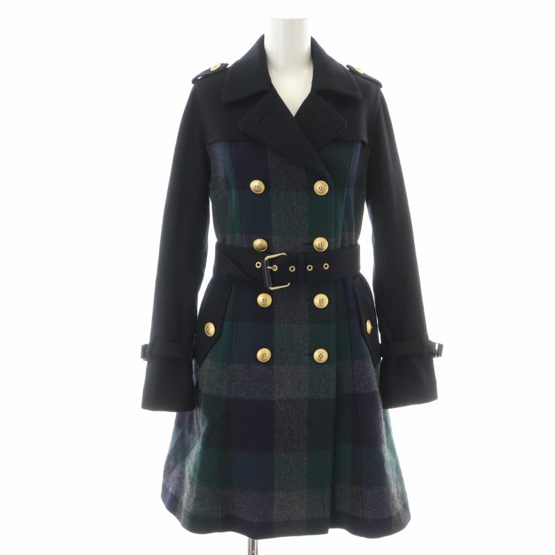 美品　ブルーレーベルクレストブリッジ チェック ウール トレンチコート ベルト ブルーレーベルクレストブリッジ BLUE LABEL CRESTBRIDGE