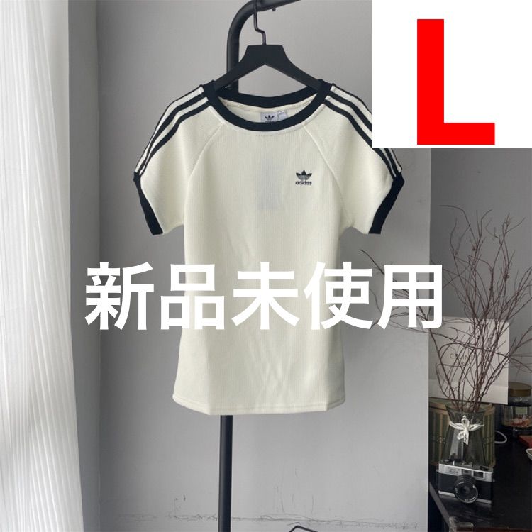 新品未使用 大人気☆オシャレでかわいい!話題!adidas originals ワッフルTシャツ adidas アディダス ワッフル Tシャツ 半袖 スリーストライプス Lサイズ