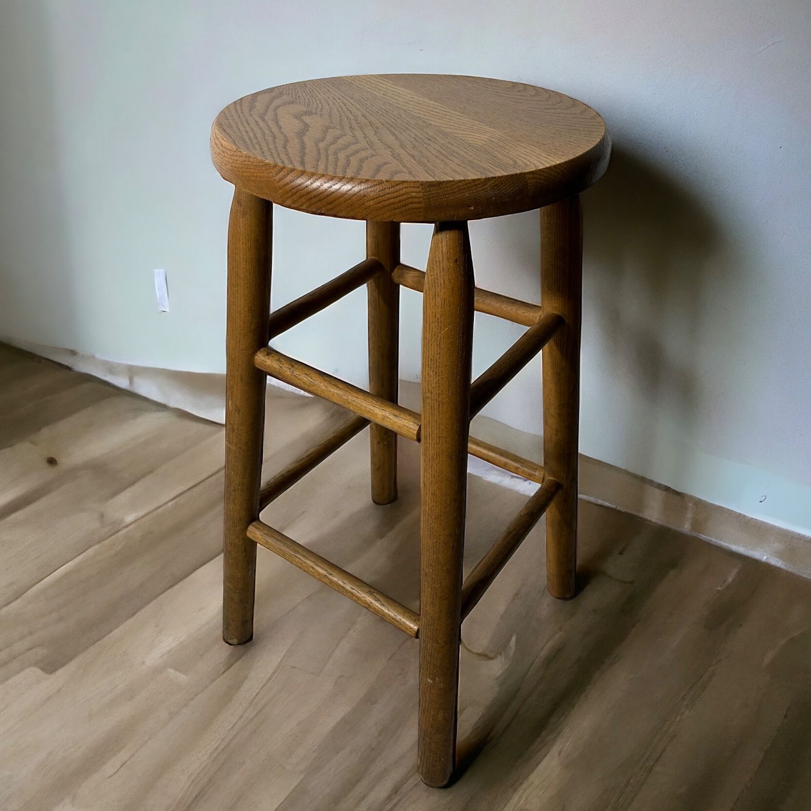 英国アンティーク木製スツール/丸イス椅子/チェア/踏み台/腰掛け(81-77-2 イギリス ヴィンテージ ウッドスツール 木製椅子 丸スツール
