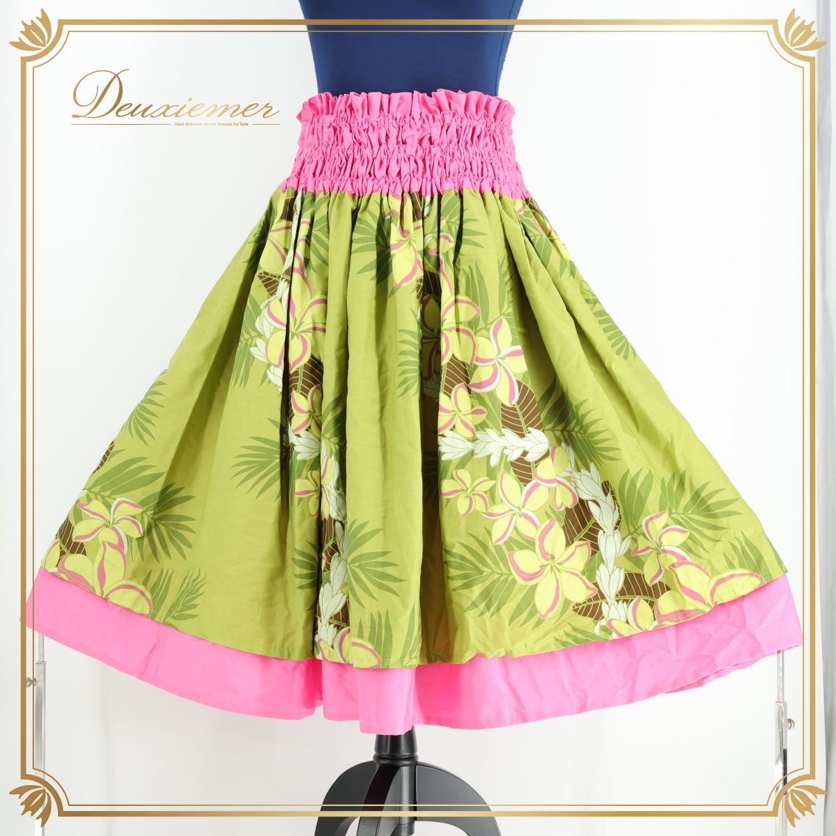 フラダンス　パウスカート　ハワイアン フラダンス パウスカート 茶 (茶20） 丈が選べる