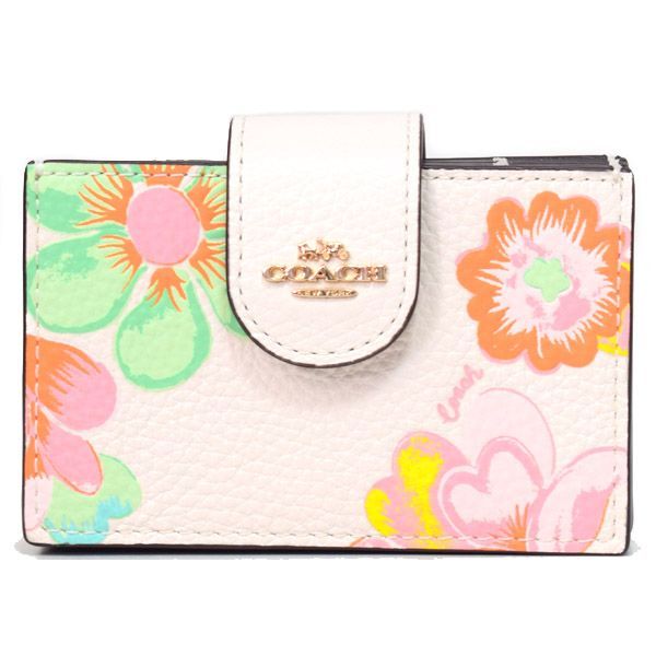 コーチ カードケース COACH ぺブルレザー フラワー 花柄 ロゴ