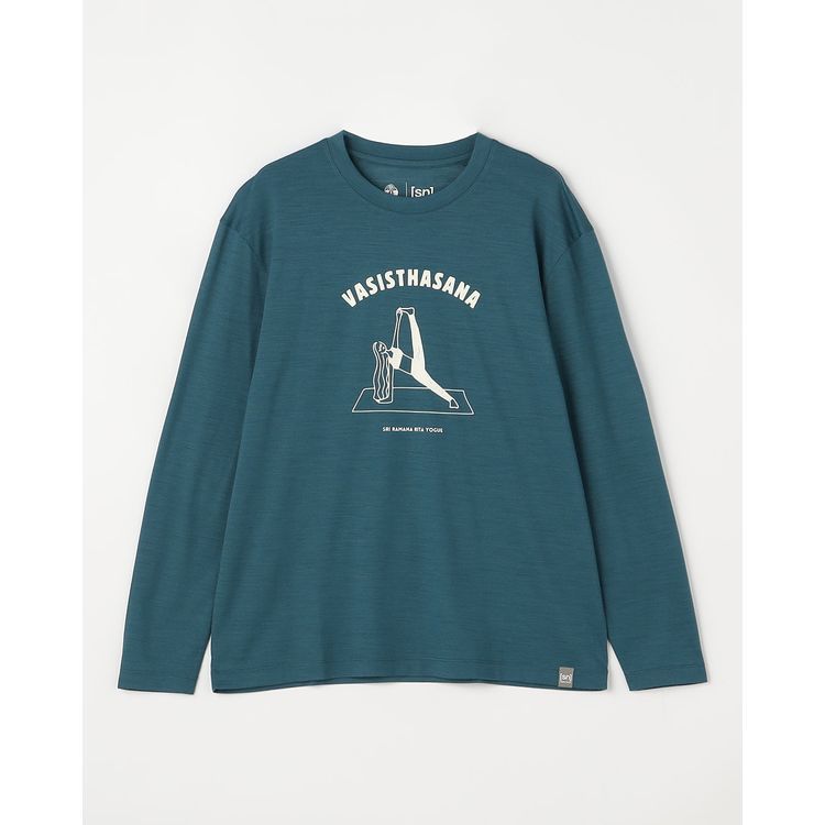 25秋冬 エスエヌ スーパーナチュラル sn super.natural メンズ SRI.RAMANA.RITA .YOGUE× sn プリント ロングスリーブTシャツ snuj10123 トップス ロンT メリノウール ヨガ ピラティス フィットネス