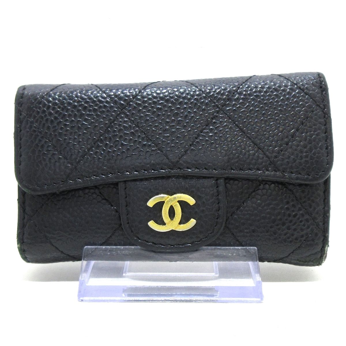 CHANEL(シャネル) キーケース マトラッセ 黒 6連フック/ゴールド金具 ...