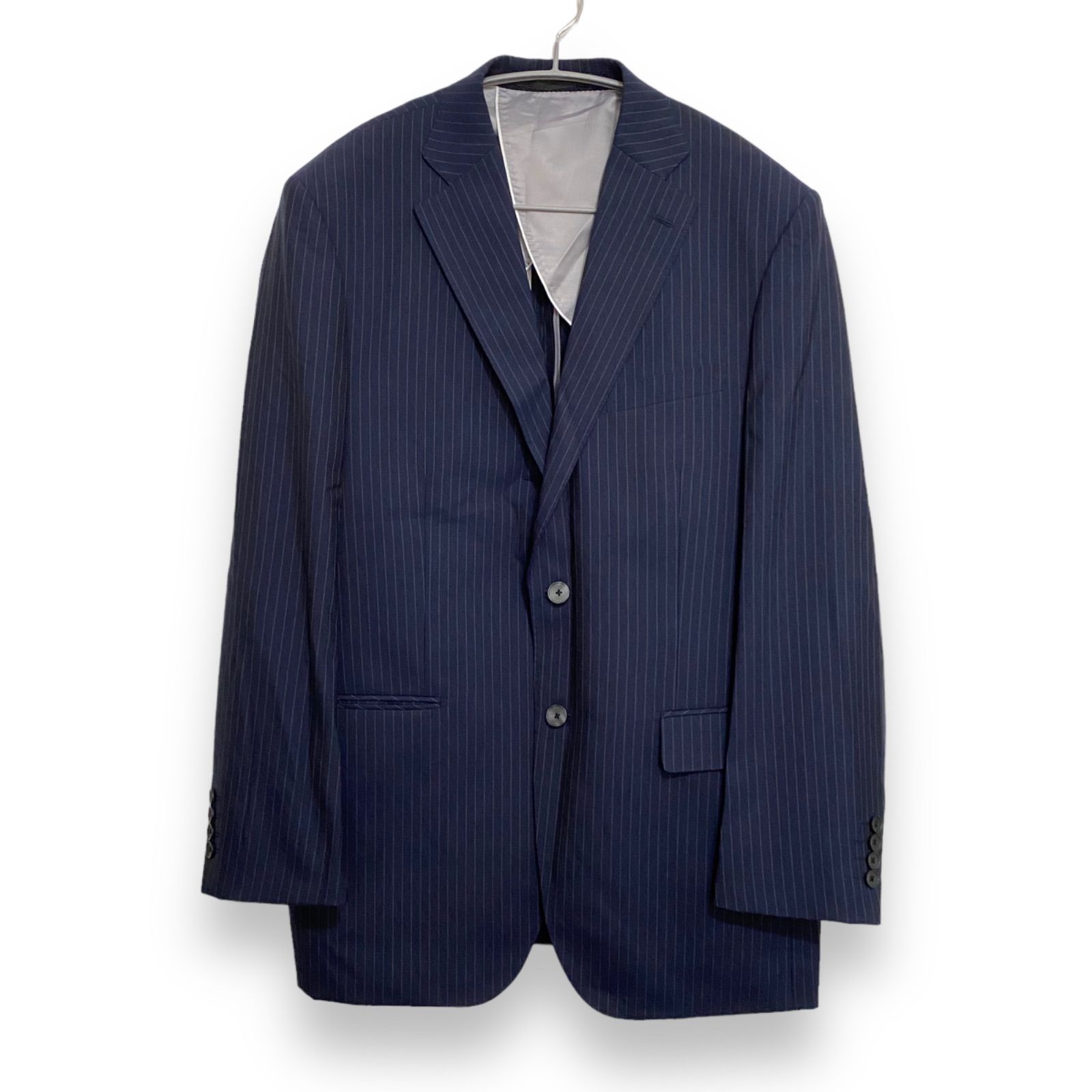 【美品】JOHN PEARSE スリーピース セットアップ ストライプ M JOHN PEARSE スーツ セットアップ スリーピース ネイビー