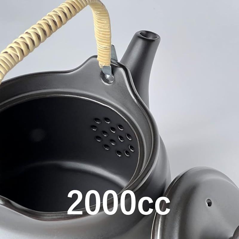 風景ドットコム 常滑焼 耐熱 セラミック 土瓶 ブラック 大 2000cc 急須 直火OK 煎じ 薬草 漢方