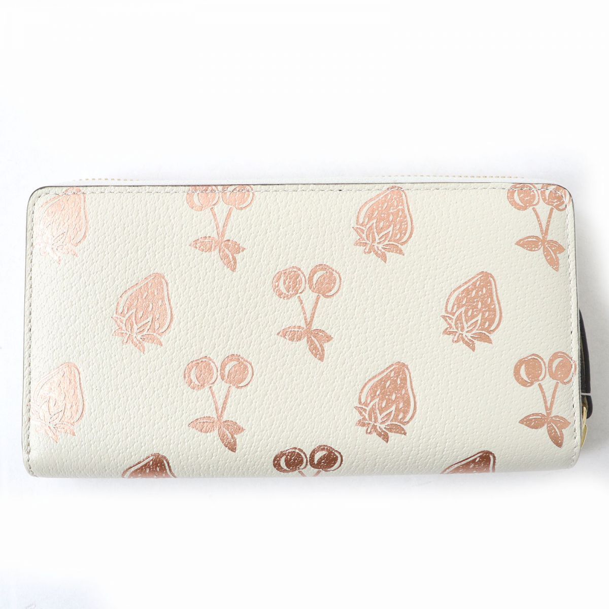 未使用△GUCCI グッチ 456117 GGマーモント ベリー ラウンドジップ レザーロングウォレット 長財布 さくらんほ イチゴ 白×ピンクゴールド　e04-st30323-433 未使用△GUCCI グッチ 456117 GGマーモント ベリー ラウンドジップ