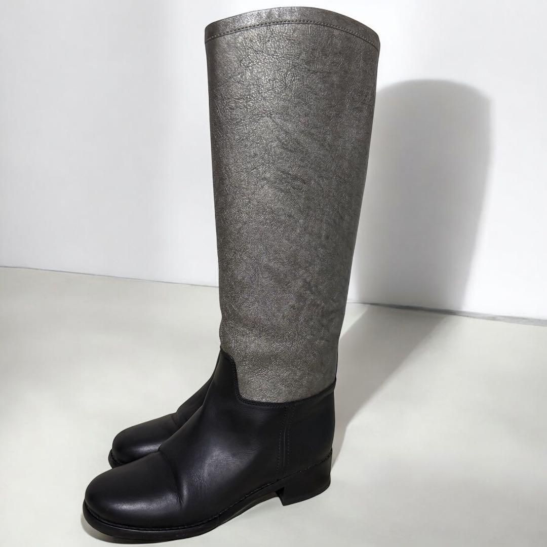 CHANEL シャネル ブーツ シルバー CCロゴ 36
