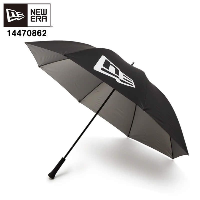 NEW ERA ニューエラ 14470862 ゴルフ アンブレラ フラッグロゴ ブラック 傘 かさ 晴天雨天兼用タイプ 雨 日傘 75cm 軽量 ニューエラ 14470862 傘 カーボン骨 アウトドア プール ユニセックス 男性 女性 雨の日 晴れの日