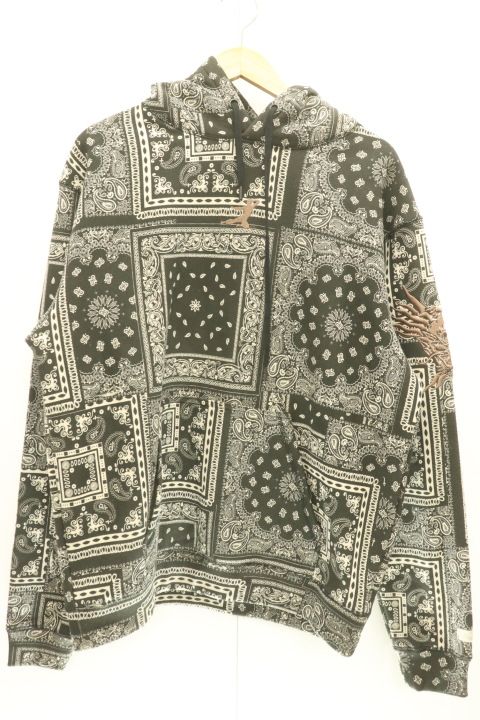 【中古】 Bruce Lee メンズパーカー L Paisley Pullover Bruce Lee L 黒 ブラック ペイズリー 刺繍