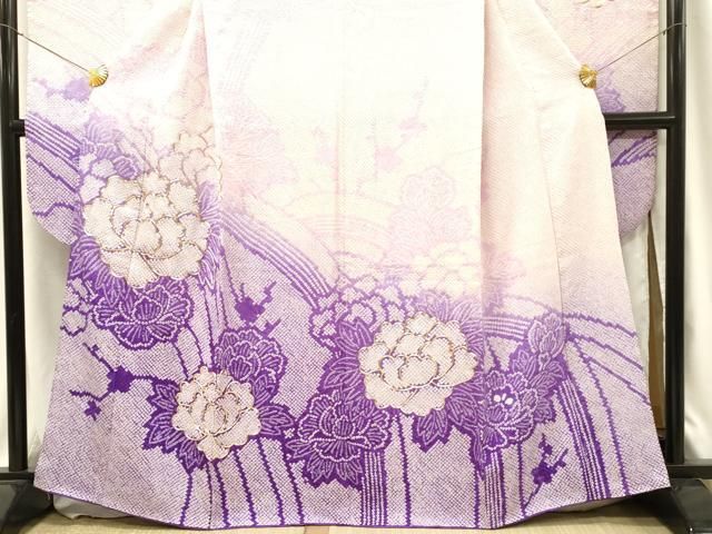 平和屋着物□豪華振袖 駒刺繍 総絞り 草花文 やまと誂製 正絹
