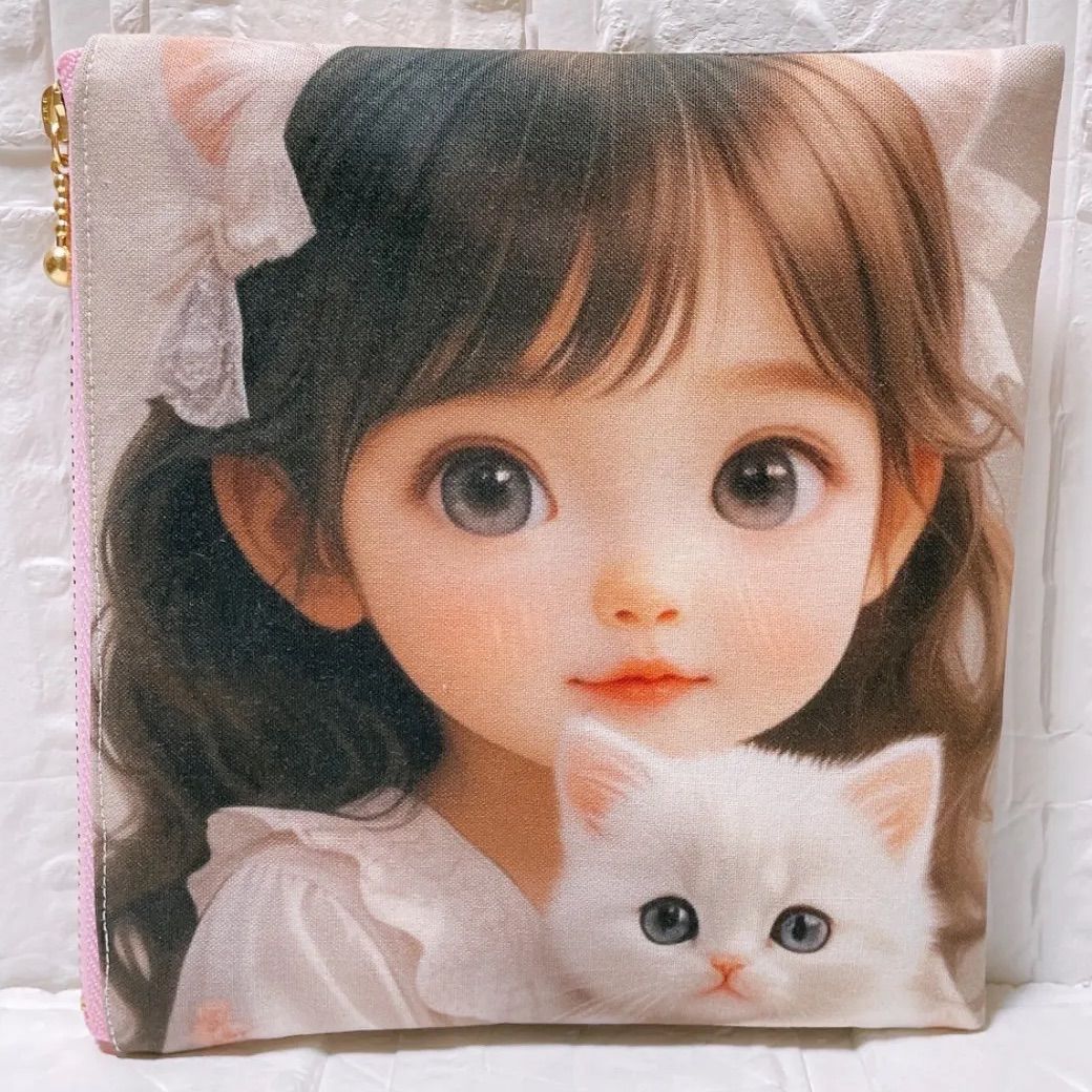 フラットポーチ ファスナーポーチ ハンドメイド 両面パネル生地 女の子