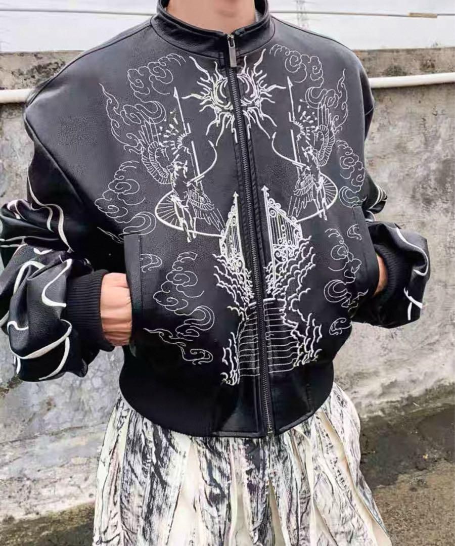 STARTEXCEEDEND スタンドカラーレザーバイクジャケット Y2K STARTEXCEEDEND スタンドカラーレザーバイクジャケット Y2K