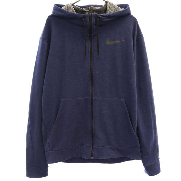 ナイキ ワンポイントロゴプリント柄 ジップパーカー M ネイビー NIKE