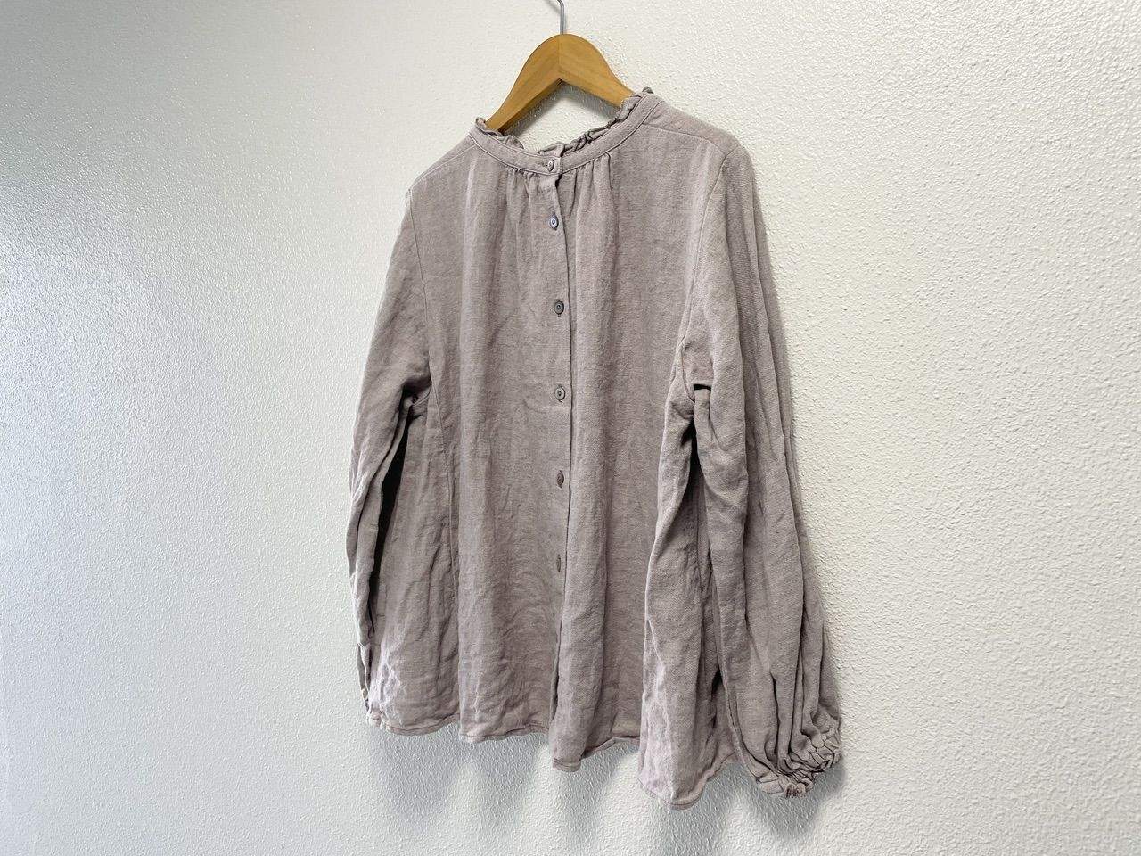  nest Robe ネストローブ リネンスタンドフリルブラウス 長袖 シャツ ブラウス