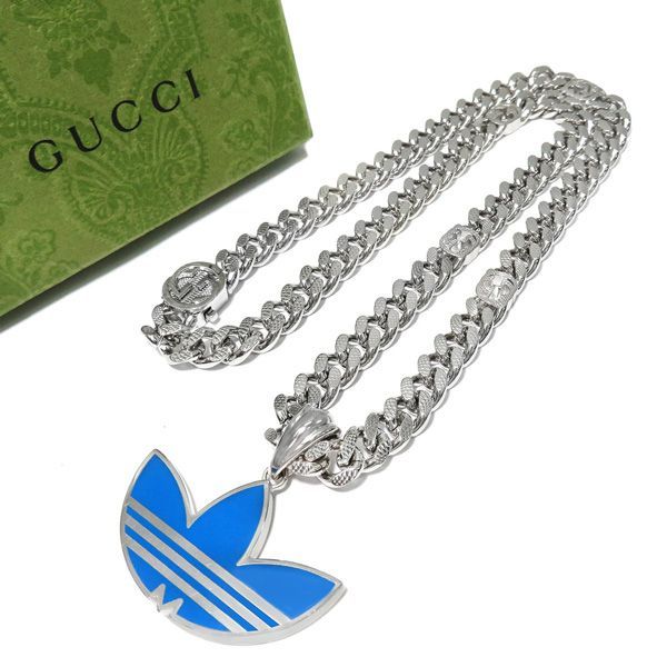 極美品 GUCCI×adidas グッチ × アディダス トレフォイル GG インターロッキング ゴルメット チェーン ネックレス ペンダント  46447 - メルカリ