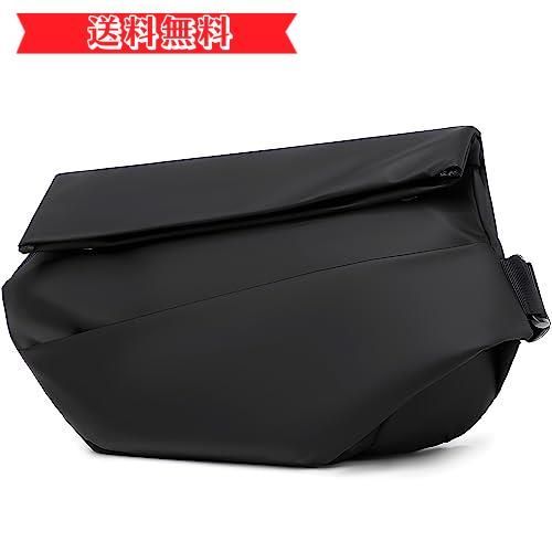 happy-shopsブラック [Sonnotte] ボディバッグ ショルダーバッグ メンズ マグネット式 大容量 軽量 撥水素材＆メッシュ素材 肩掛けバッグ 斜めがけバッグ ワンショルダーバッグ iPad収納 通勤 旅行