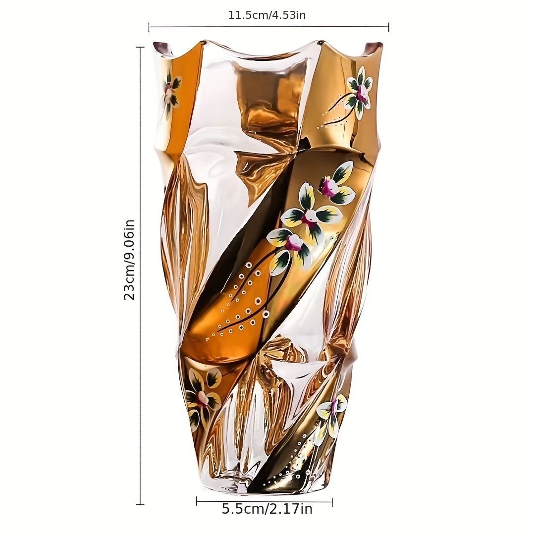 花瓶 クリスタルガラス 螺旋 花柄エナメル 花 ヨーロッパ風 華やか新築