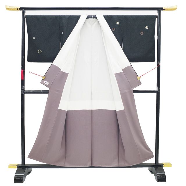中古】 御召 着物 リサイクル 正絹 袷 お召 先染め 金彩加工 黒 中古】 御召 着物 リサイクル 正絹 袷 お召 先染め 金彩加工 黒