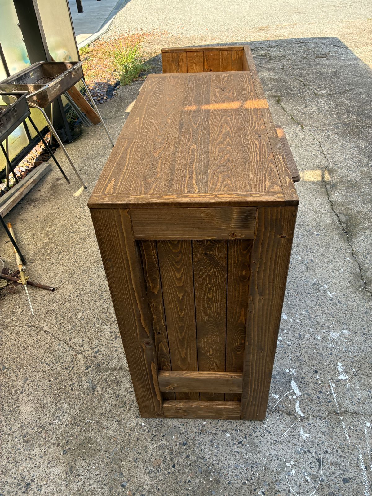 受付カウンターテーブル レジカウンター 受注製作 ダーク レジ用凹み付 1500 シェルフ付 店舗 MARWIL-DEMENAGEMENTS_CH