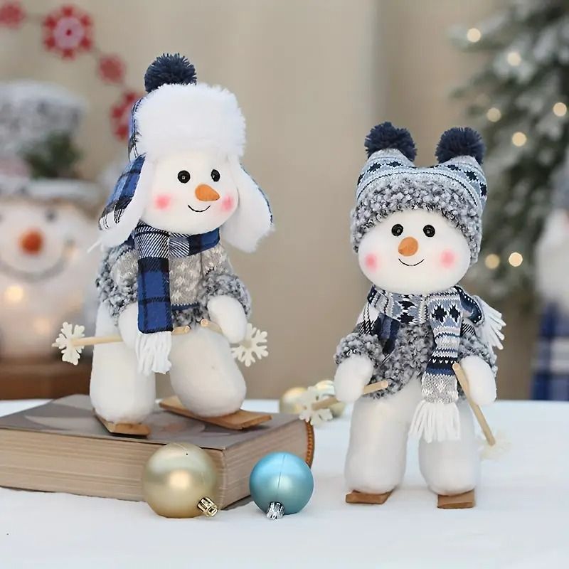 クリスマス オーナメント オブジェ 置物 装飾品 人形 ぬいぐるみ フィギュア 雪だるま スノーマン スキー 北欧 おしゃれ かわいい キュート 癒し 玄関 リビングルーム ダイニング 寝室 子供