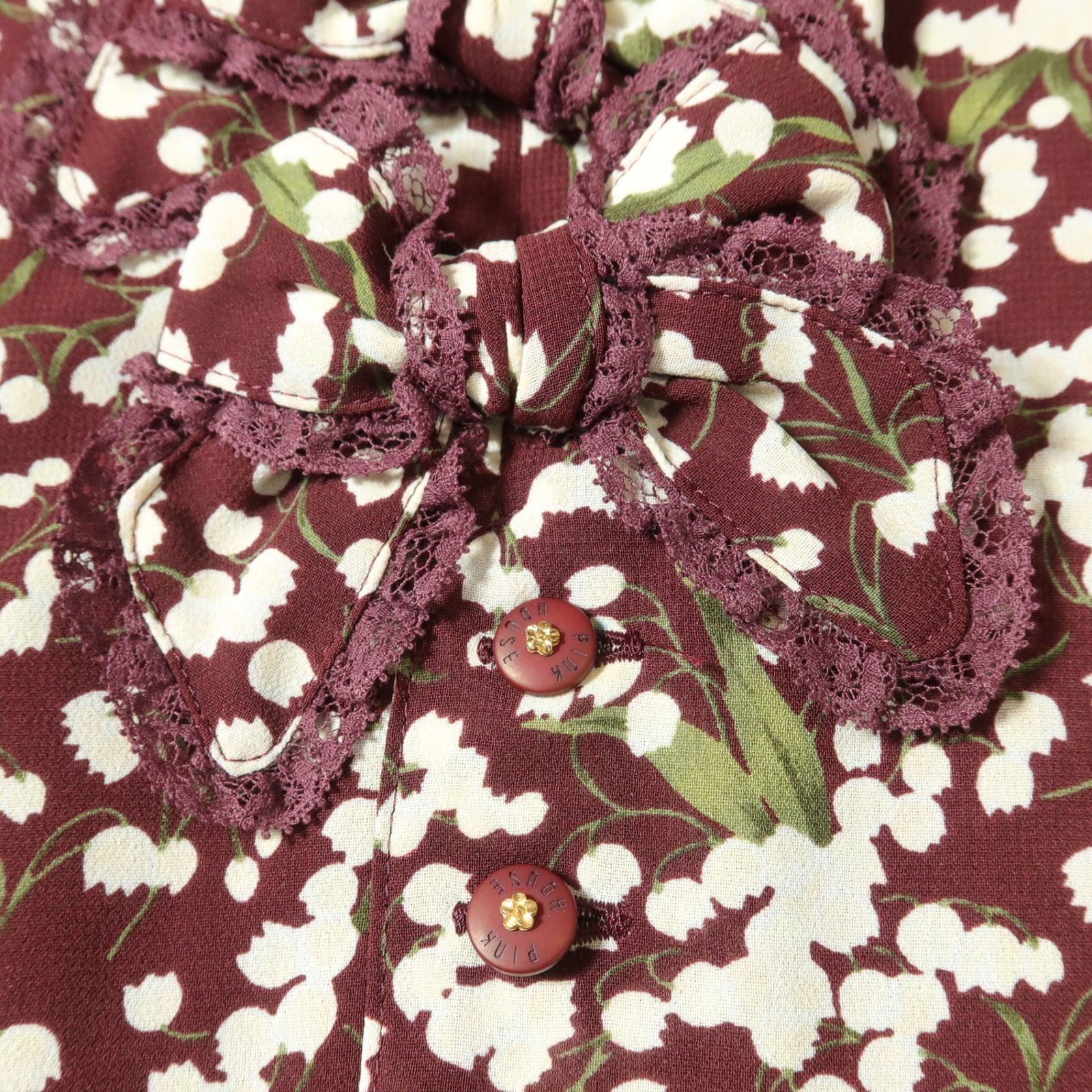 ピンクハウス☆ジャンパースカート エプロンスカート ボルドー系