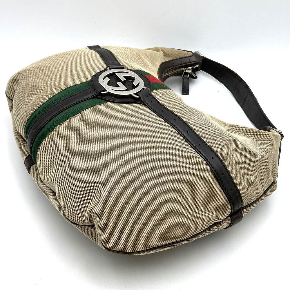 GUCCI グッチ 114871 ハンドバッグ ベージュ キャンバス/レザー