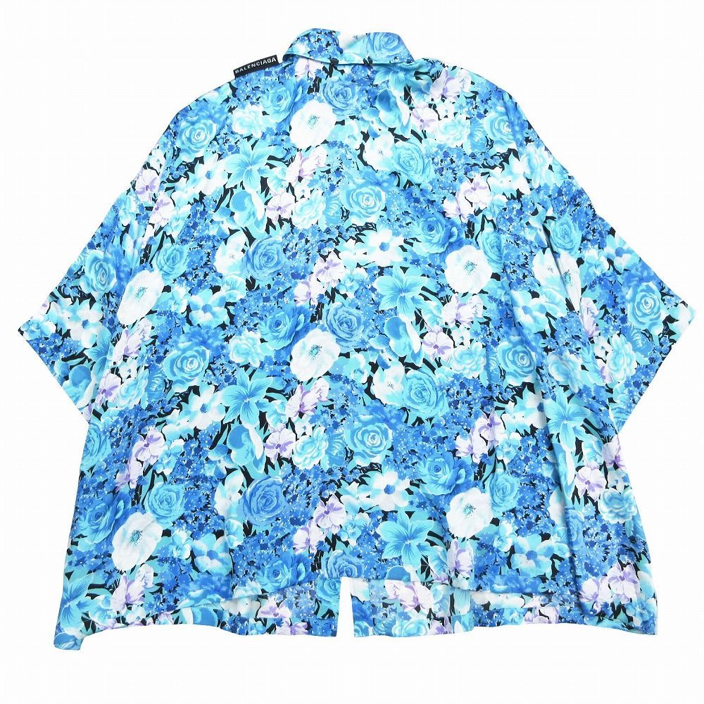 極美品 BALENCIAGA バレンシアガ 621885 TILB4 シルク100% 花柄 シャツ