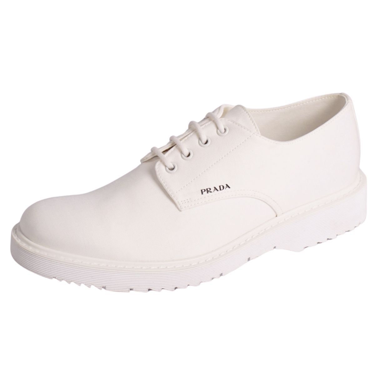 未使用 プラダ PRADA スニーカー ダービーシューズ ロゴ キャンバス 