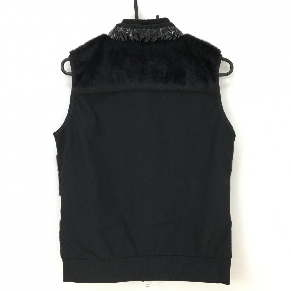 超 ダンスウィズドラゴン 異素材切替ベスト 黒 ボア エナメル 後ろ身頃裏起毛 レディース 2 M ゴルフウェア Dance With Dragon