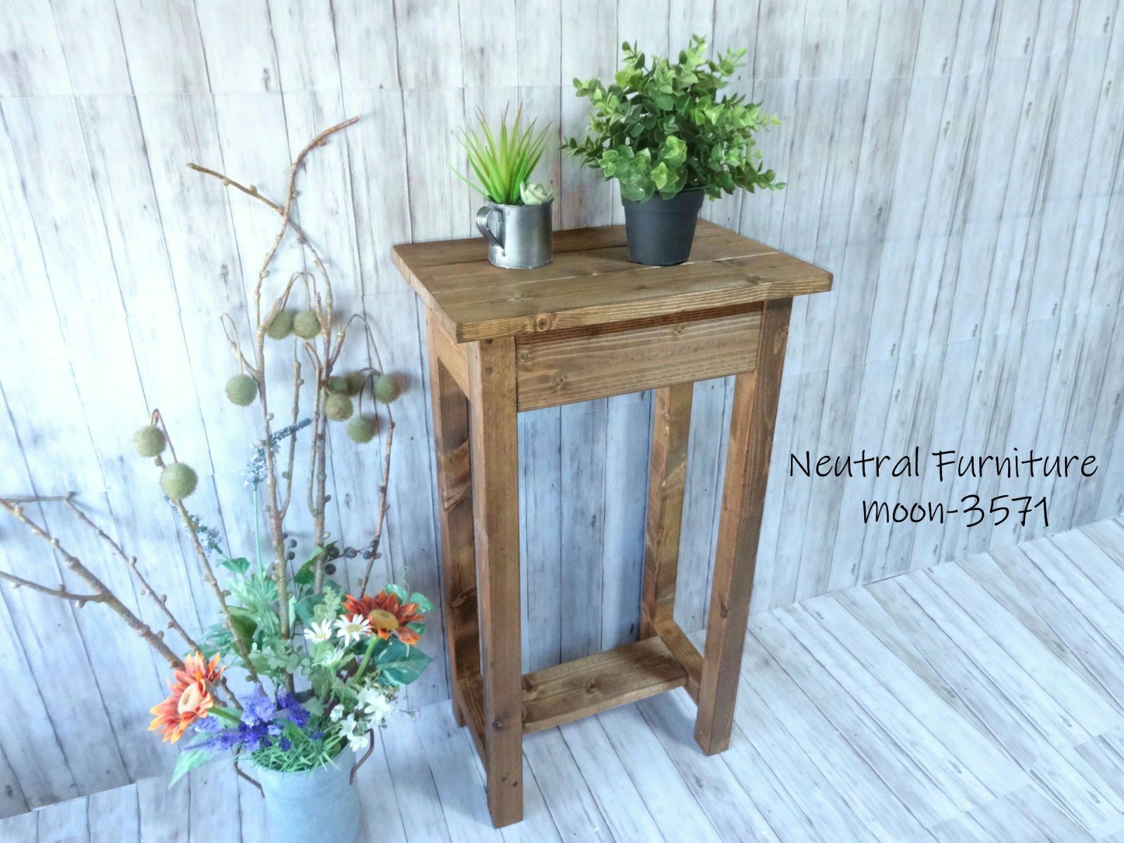 ハンドメイド 小型サイドテーブル （チーク色）