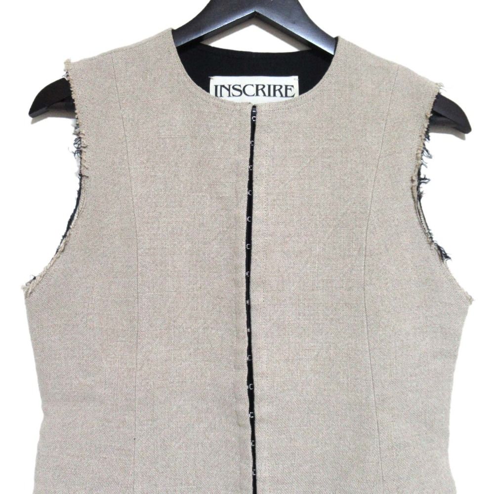 美品 INSCRIRE アンスクリア カットオフ リネンベスト ジレ I19SS-JK8 サイズ36 ベージュ レディース 古着 中古 美品 INSCRIRE アンスクリア カットオフ リネンベスト ジレ
