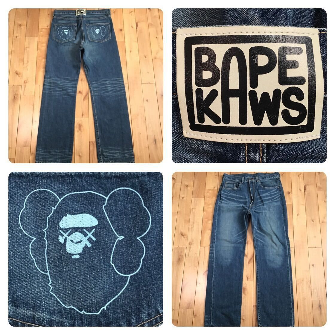 KAWS × BAPE デニム パンツ Mサイズ a bathing ape Denim pants カウズ