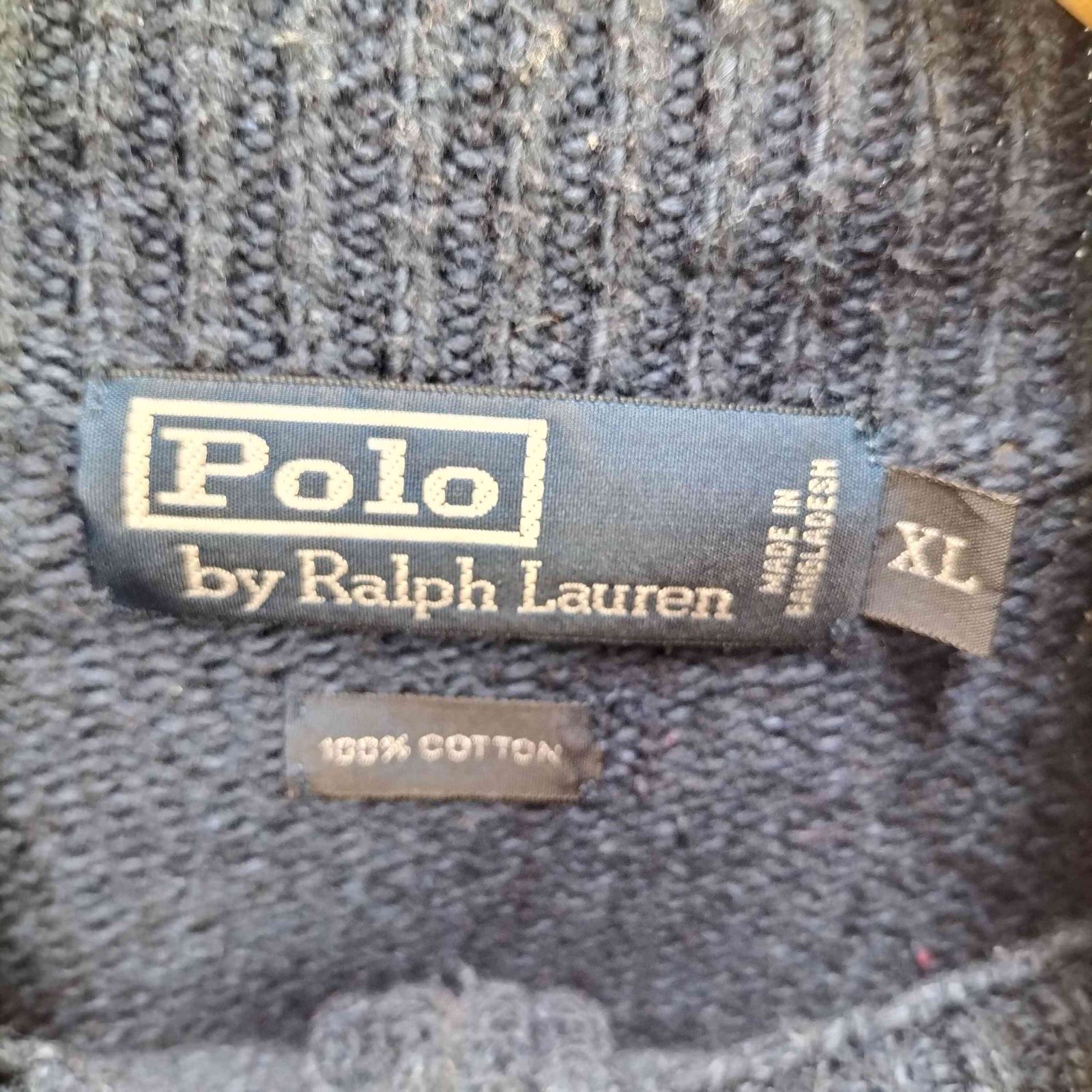 ポロバイラルフローレン　刺繍ロゴ　ハーフジップコットンニット　アイボリーL古着 中古・古着通販】POLO RALPH LAUREN (ポロ・ラルフローレン