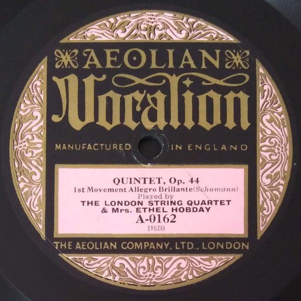 英4discs 78RPM|SP ロンドン弦楽四重奏団 エセル シューマン 五重奏曲 作品44 A0162A0166A0171 VOCALION 12” |02000