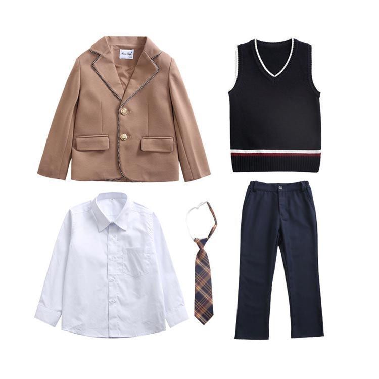 卒業式スーツ女の子男の子子供服フォーマルスーツパンツスーツフォーマルスカート卒園式イギリス風キッスカートスーツ5点セット