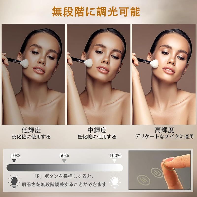 FENCHILIN 化粧鏡 女優ミラー ハリウッドミラー 壁掛け 卓上両用 ライト付き 鏡 三色照明モード 明るさ調節 14個LED電球付き 10倍拡大鏡付き 50x40cm USB-DCケーブル給電 1 NEXPOTALLINN_EU