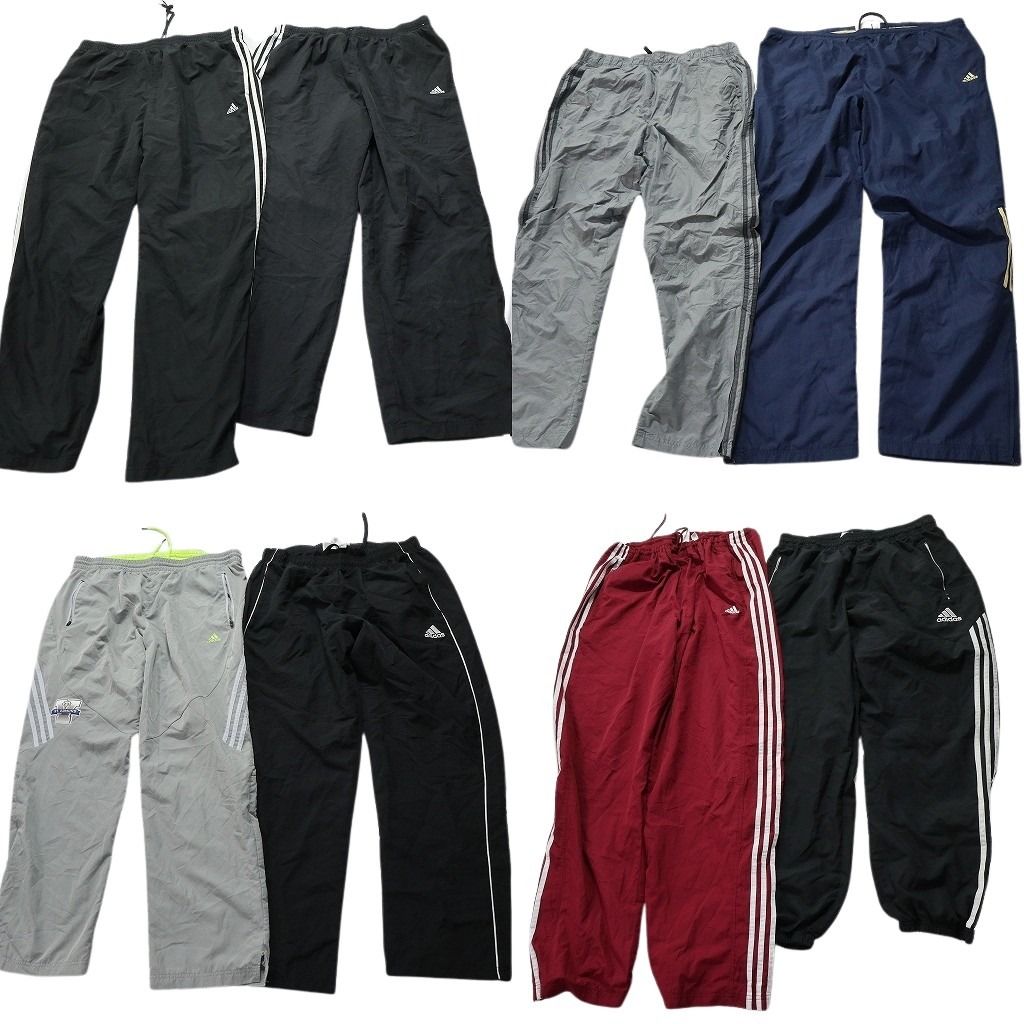 古着卸 まとめ売り アディダス adidas ウインドブレーカー パンツ 8枚セット メンズ XL ワイド トレーニングパンツ 古着 NC0878
