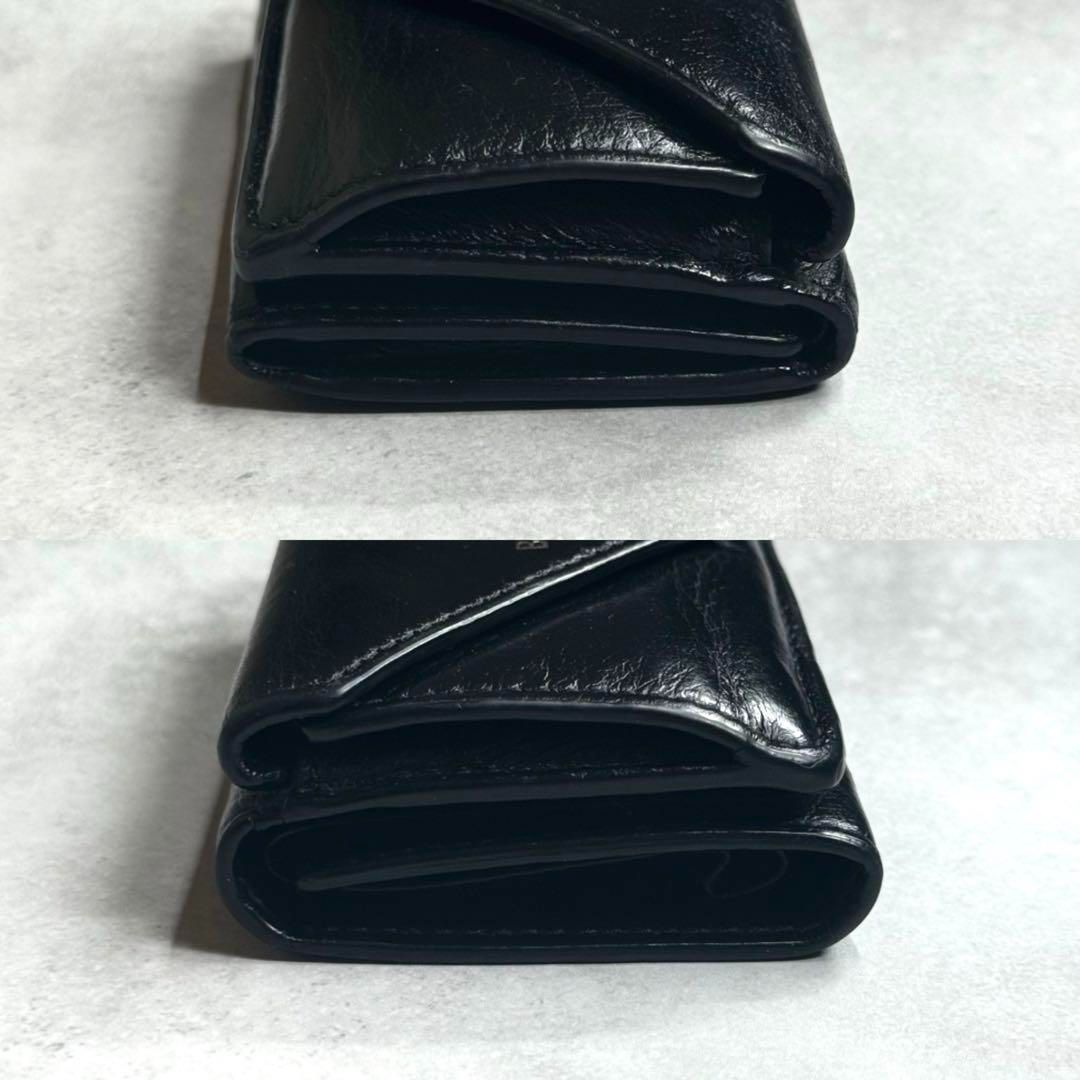 付属品完備】 BALENCIAGA バレンシアガ ペーパーミニウォレット 三つ折り財布 レザー ブラック シルバー PAPIER MINI  WALLET 391446 - メルカリ