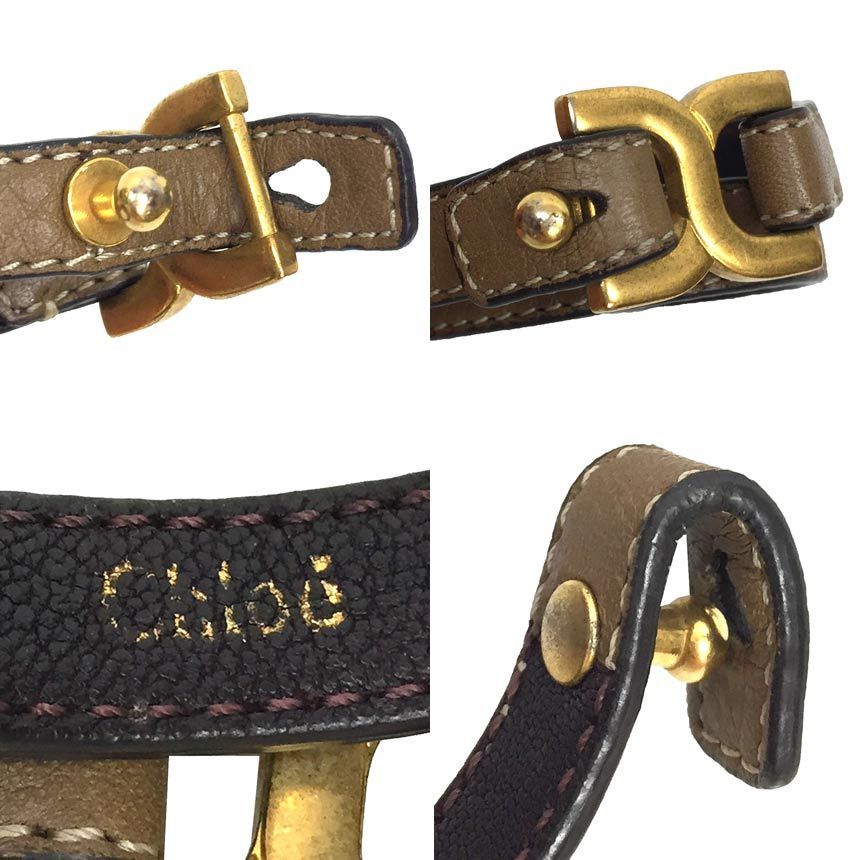 セール Chloe クロエ レザー 2連 ブレスレット 2B0644 ブラウン 
