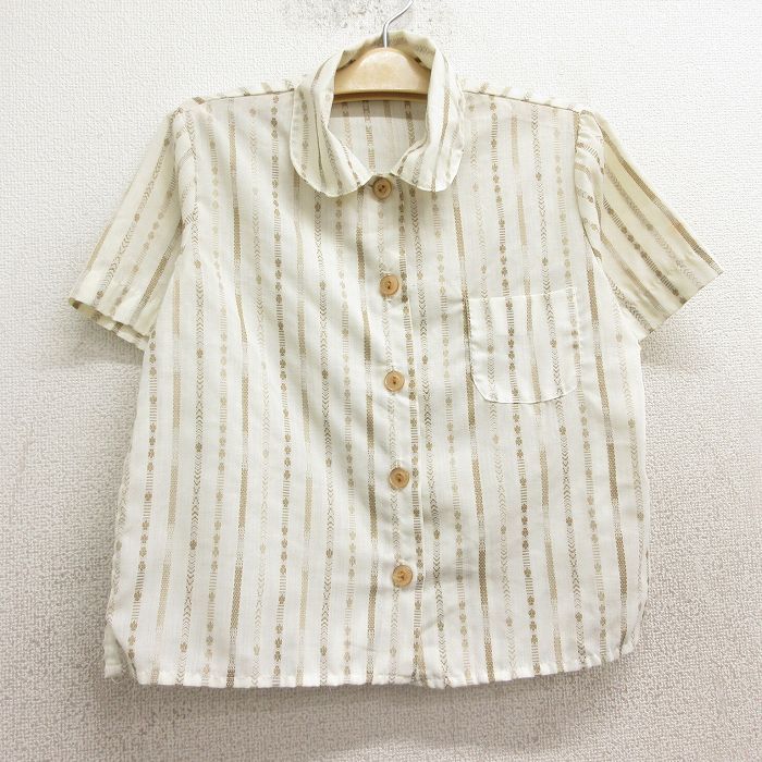 古着 半袖 ガールスカウト シャツ キッズ ガールズ 子供服 80s 生成り他 ストライプ 24apr13