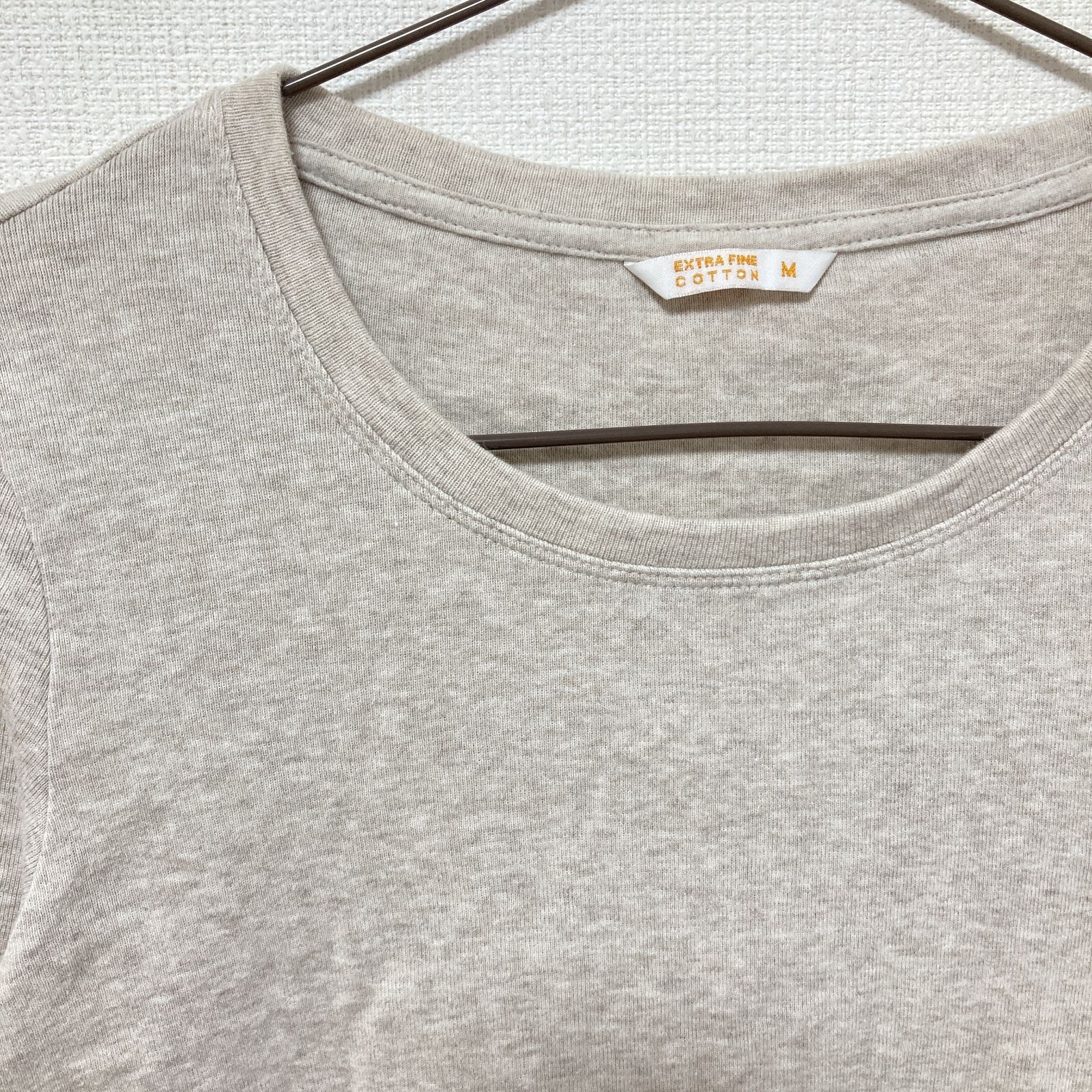 UNIQLO ユニクロ M グレー 七分袖Tシャツ 七分袖カットソー ラウンド