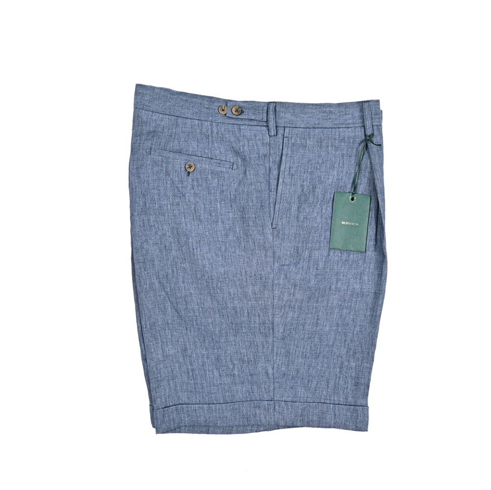 BERWICH ベルウィッチ BER_MUDA バミューダショーツ ワンタック ハーフパンツ 春夏 リネン ブルー イタリア製 424241